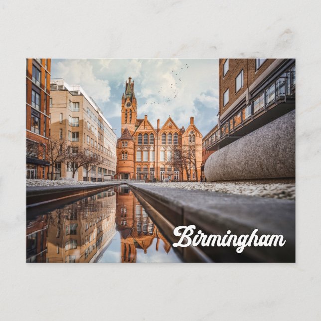 Cartão Postal Praça Oozells, Birmingham, Inglaterra (Frente)