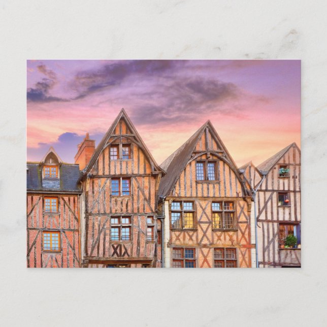 Cartão Postal Praça Plumereau em Tours, França (Frente)