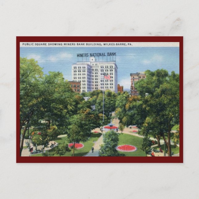 Cartão Postal Praça Pública, Wilkes-Barre PA Vintage (Frente)