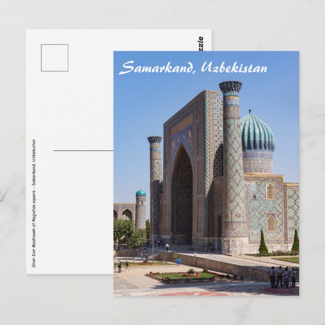 Cartão Postal Praça Registan - Samarcanda, Uzbequistão, Ásia (Frente/Verso)
