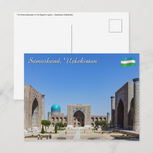 Cartão Postal Praça Registan - Samarcanda, Uzbequistão, Ásia