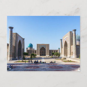 Cartão Postal praça Registan - Samarcanda, Uzbequistão, Ásia
