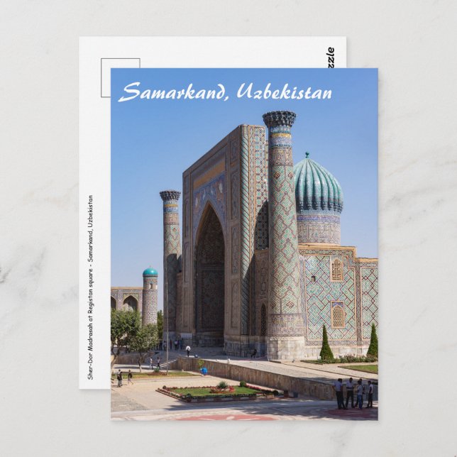Cartão Postal Praça Registan - Samarkand, Uzbequistão, Ásia (Frente/Verso)