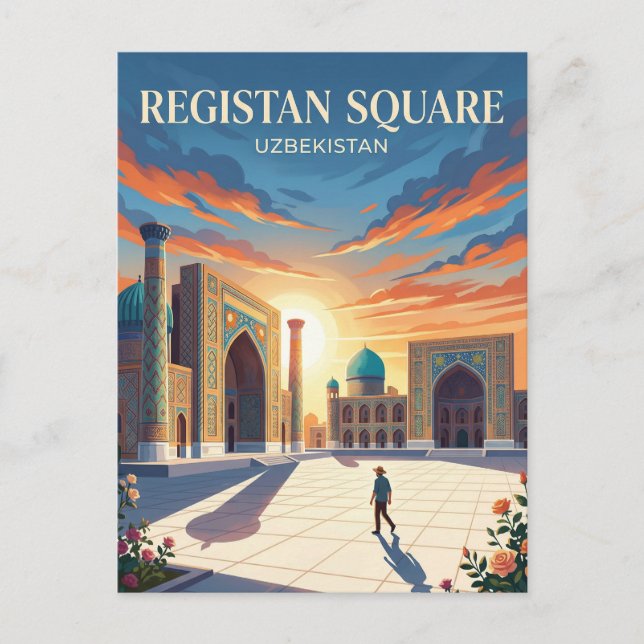 Cartão Postal Praça Registan Uzbequistão (Frente)
