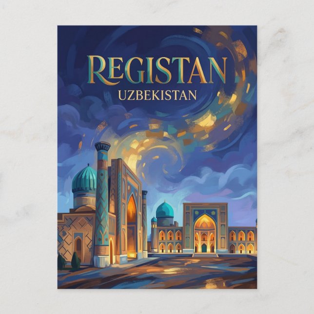 Cartão Postal Praça Registan Uzbequistão (Frente)