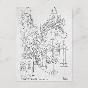 Cartão Postal Praça St. Andre des Arts Paris, França