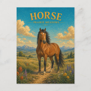 Cartão Postal Prado de Cavalos Meadows Watercolor GeoSaga