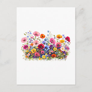 Cartão Postal Prado de flores silvestres com florações naturais 