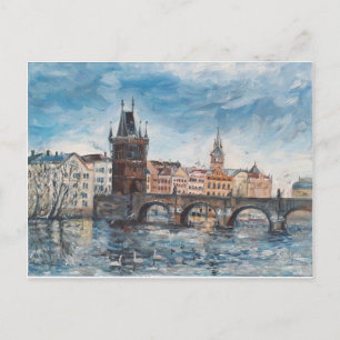 Cartão Postal Prag - Pintura da ponte Charles