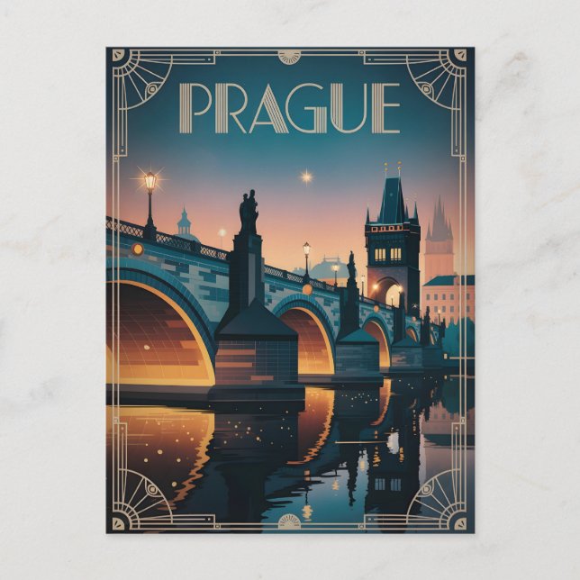 Cartão Postal Praga art deco vintage (Frente)