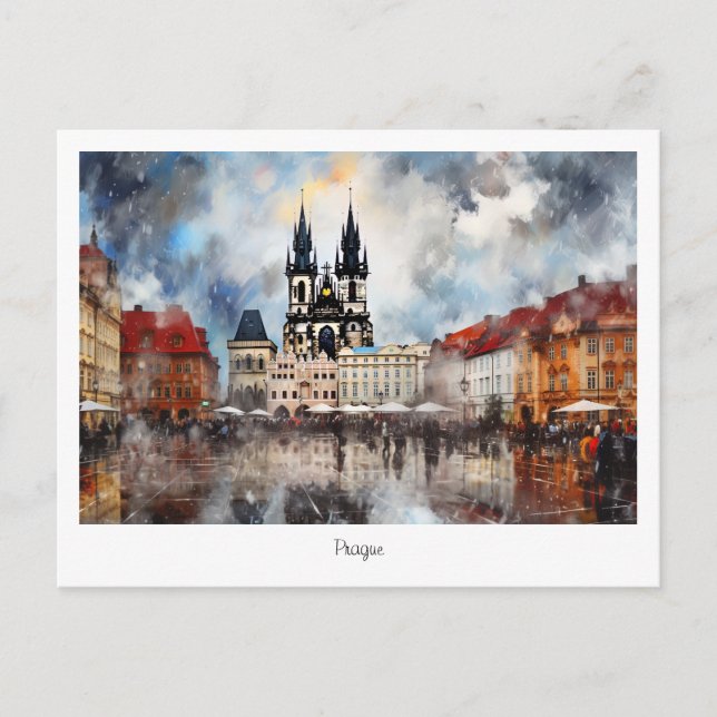 Cartão postal Praga noite na República Tcheca (Frente)