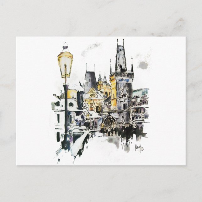 Cartão Postal Praga - Ponte Carlos (Frente)