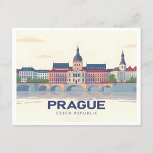 Cartão Postal Praga República Checa Pastel Viagem