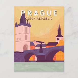 Cartão Postal Praga República Checa Viagem Art Vintage