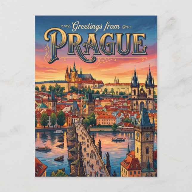 Cartão Postal Praga República Tcheca (Frente)