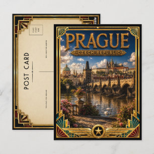 Cartão Postal Praga República Tcheca Arte da Cidade Velha Vintag
