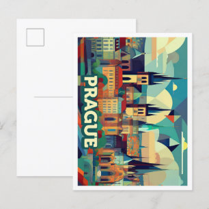 Cartão Postal Praga Viagem artística checa colorida