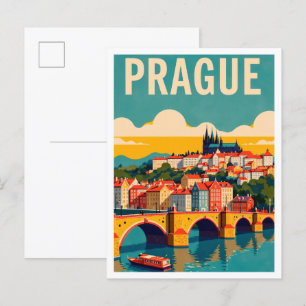 Cartão Postal Praga Viagem de Ilustração de Arte Checa