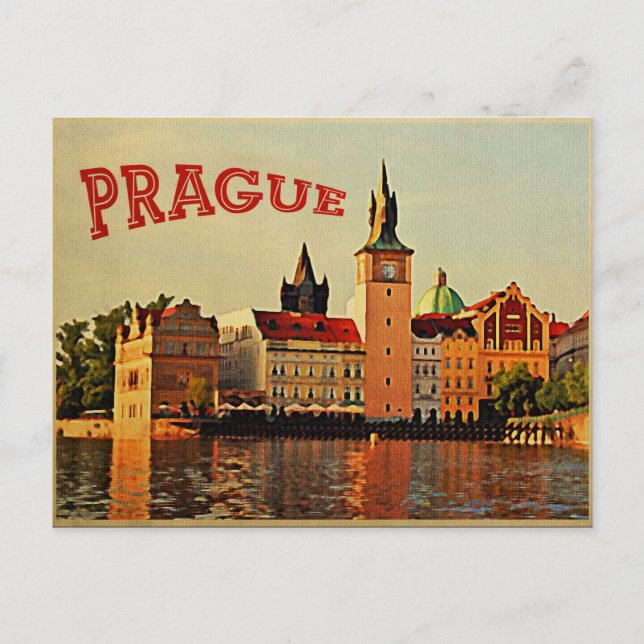 Cartão Postal Praga Viagem Vintage (Frente)