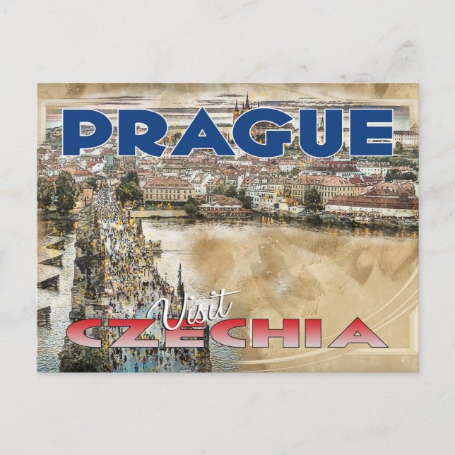 Cartão Postal Praga, Visite a Tcheca... (Frente)