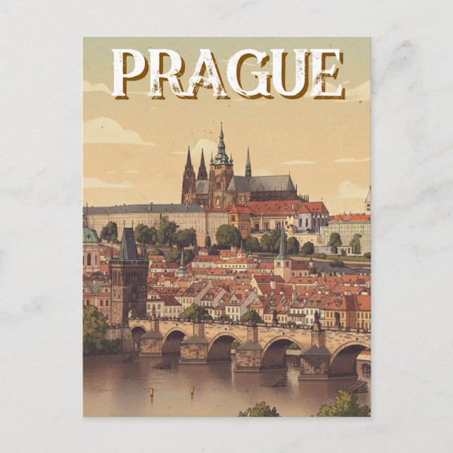 Cartão Postal Prague Castle and charles Bridge Travel (Frente)