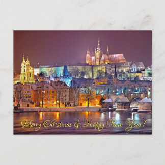 Cartão Postal Prague Castle Merry Christmas Postcard