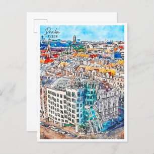 Cartão Postal Praha viagens vintage