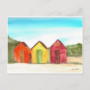 Cartão Postal Praia abana aquarela oceano litoral