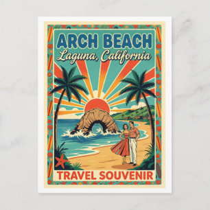 Cartão Postal Praia Arch, Laguna CA Viagem Retro