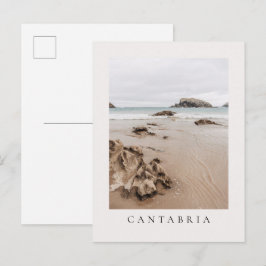 Cartão Postal Praia Arnia na Espanha, estética de praia neutra