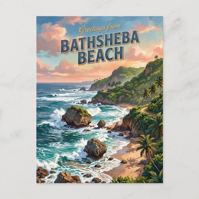 Cartão Postal Praia Bathsheba Barbados (Frente)