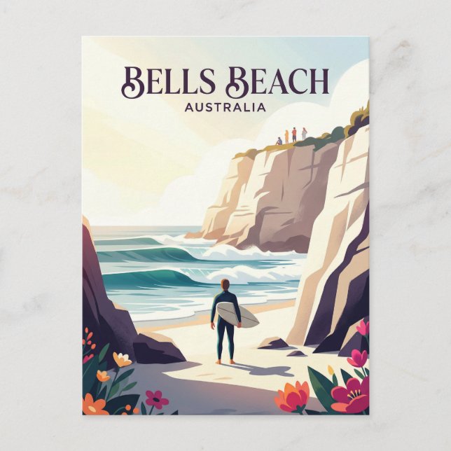 Cartão Postal Praia Bells Austrália (Frente)