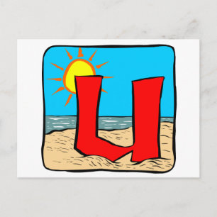 Cartão Postal Praia Casamento Ideias - Letra U