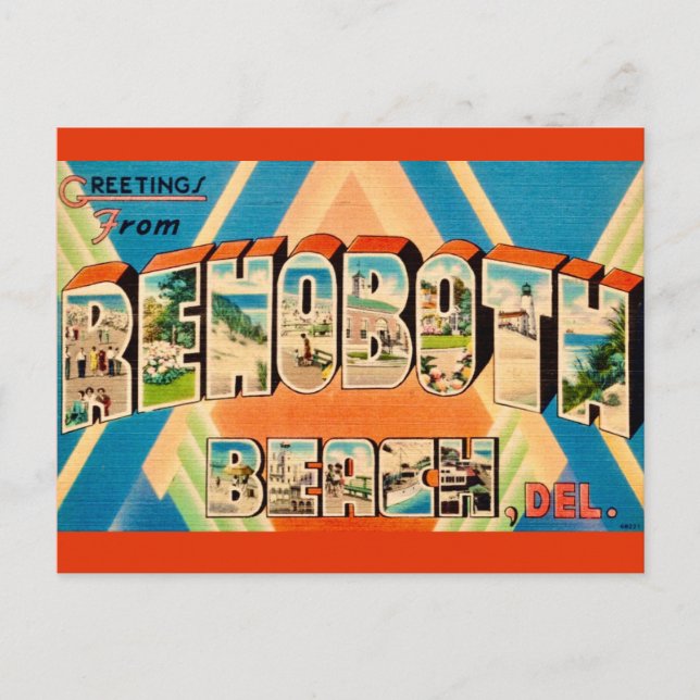 Cartão Postal Praia Colorida de Rehoboth (Frente)