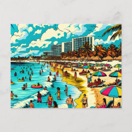 Cartão Postal Praia com um clima Pop Art