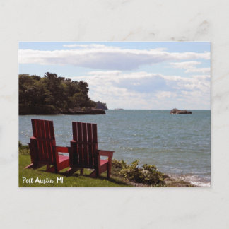 Cartão Postal Praia da baía de Austin Michigan o Lago Huron