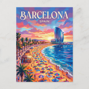 Cartão Postal Praia da Barceloneta Espanha