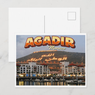 Cartão Postal Praia da cidade vintage Agadir Marrocos viagens le