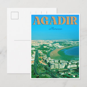 Cartão Postal Praia da cidade vintage Agadir Marrocos viagens le