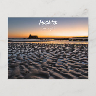 Cartão Postal Praia da Fuzeta Pôr do Sol Quente