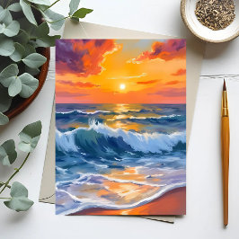 Cartão Postal Praia da Hora Dourada Pôr do Sol Costeiro