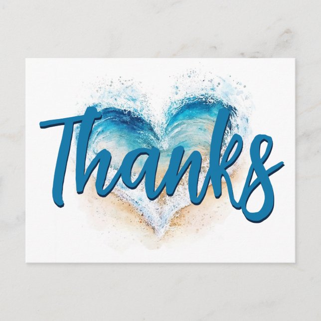 Cartão Postal Praia da Onda do Coração Obrigado (Frente)