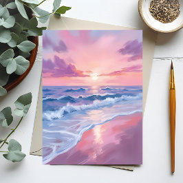Cartão Postal Praia de Algodão Doce | Pintura de Ondas do Oceano