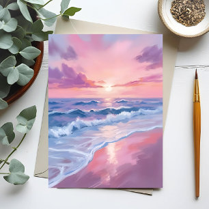 Cartão Postal Praia de Algodão Doce   Pintura de Ondas do Oceano