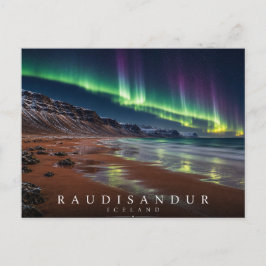 Cartão Postal Praia de Areia Vermelha Rauðasandur Islândia Auror