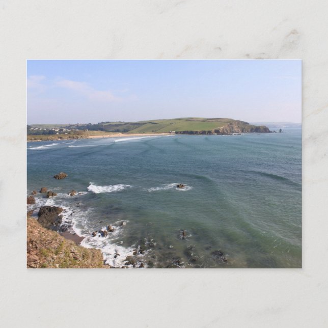 Cartão Postal Praia de Bantham a partir de Bigbury, Devon (Frente)