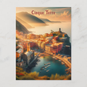 Cartão Postal Praia de Cinque Terre Itália Viagem Vintage Europa