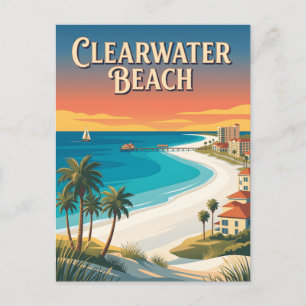 Cartão Postal Praia de Clearwater Flórida Costa do Golfo Cartaz