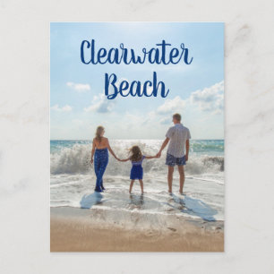 Cartão Postal Praia de Clearwater Lembrança Areia Surf e Família