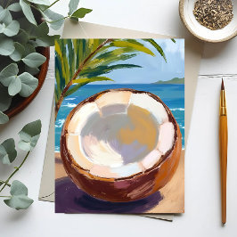 Cartão Postal Praia de Coco Tropical Aquarela